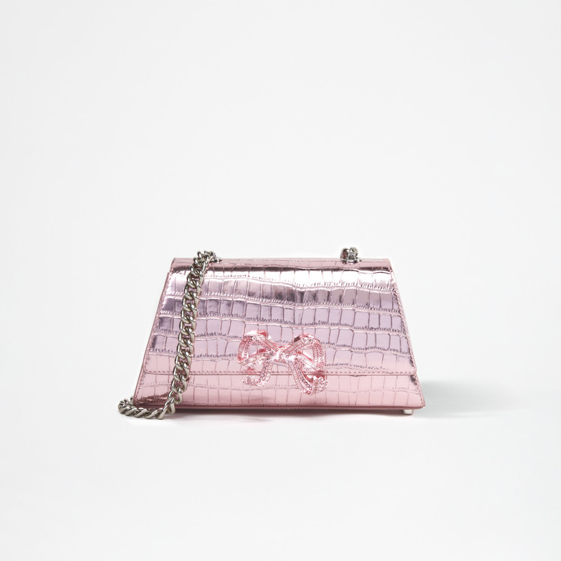 Pink Metallic Bow Mini Shoulder Bag 1