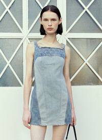 Marine Serre Regenerated Denim Mini Dress | lncc | REVERSIBLE