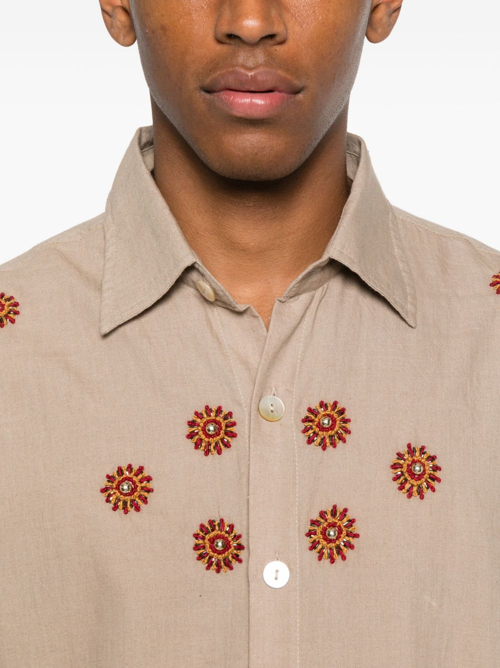 embroidered floral shirt - 5