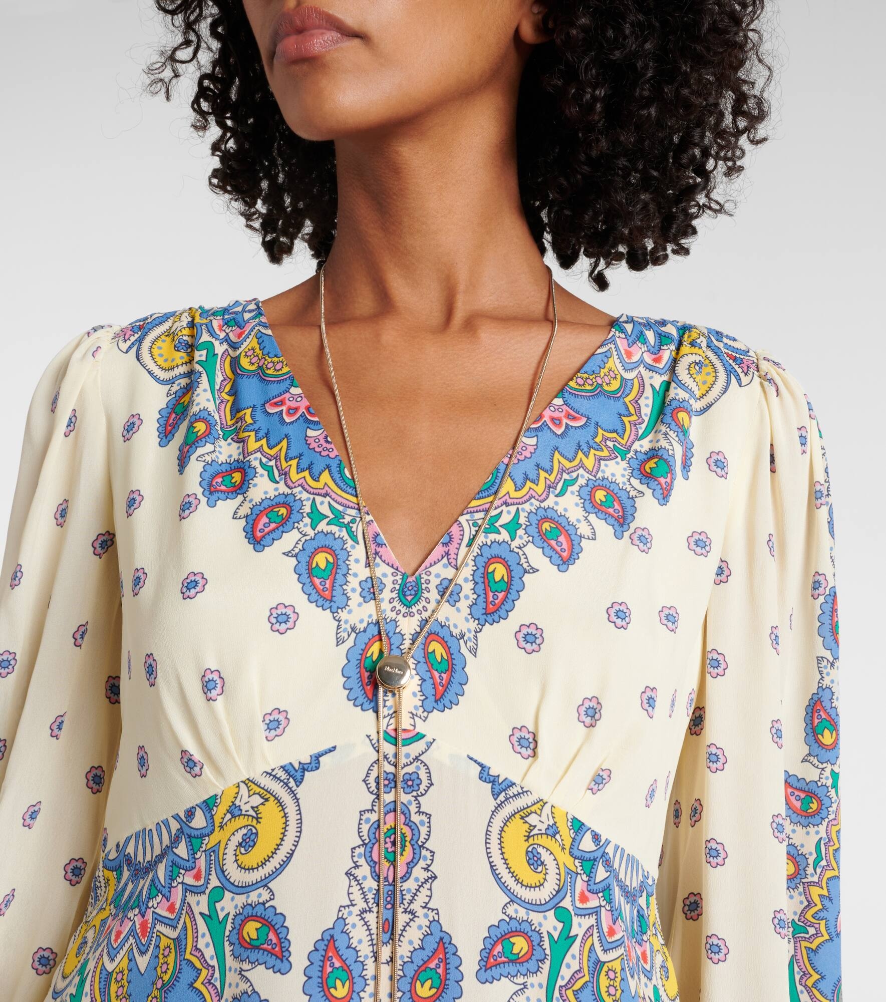 Paisley crêpe de chine midi dress - 4