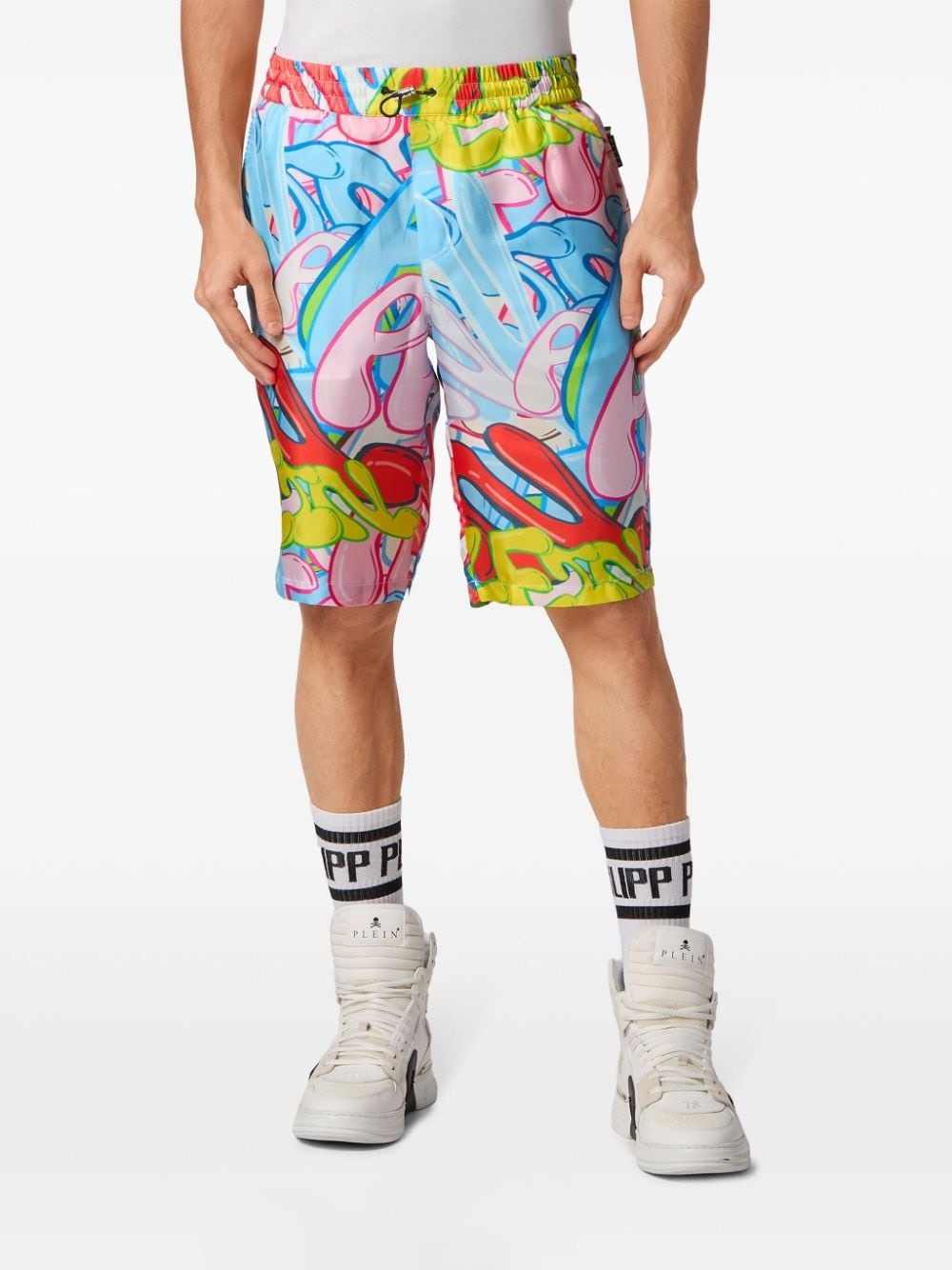 Bombing Graffiti silk bermuda shorts - 3