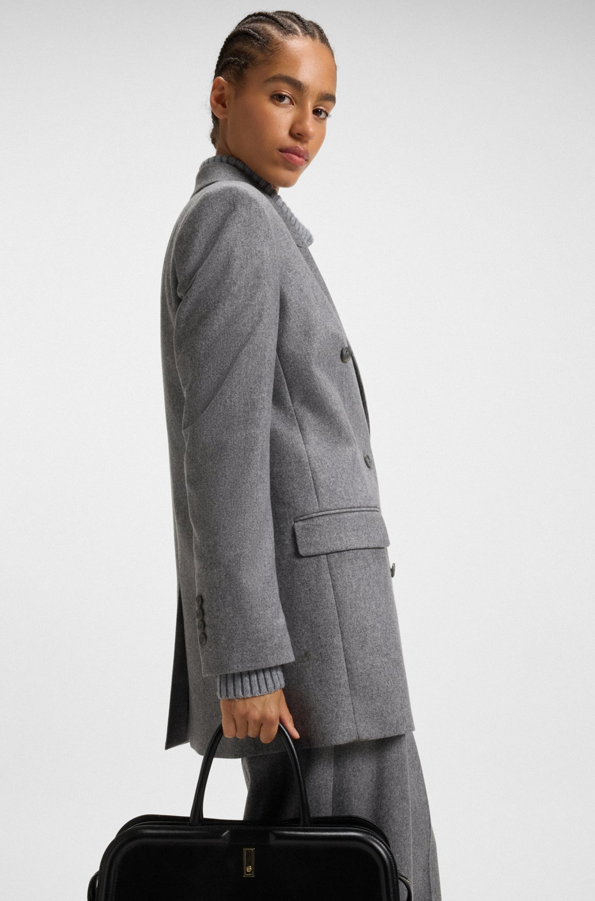 REGULAR-FIT LONG-LENGTH BLAZER IN SOFT FLANNEL - 6