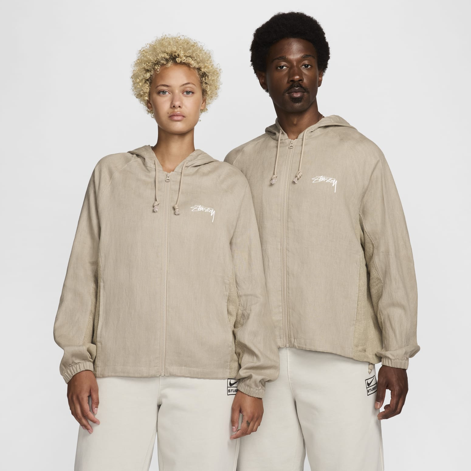 Nike x Stussy Linen Jacket Hoodie 'Beige White' FZ5751-263 - 2