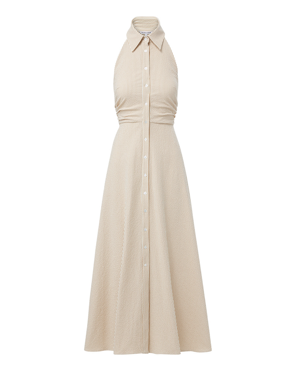 MACKEY SEERSUCKER HALTER DRESS - 1
