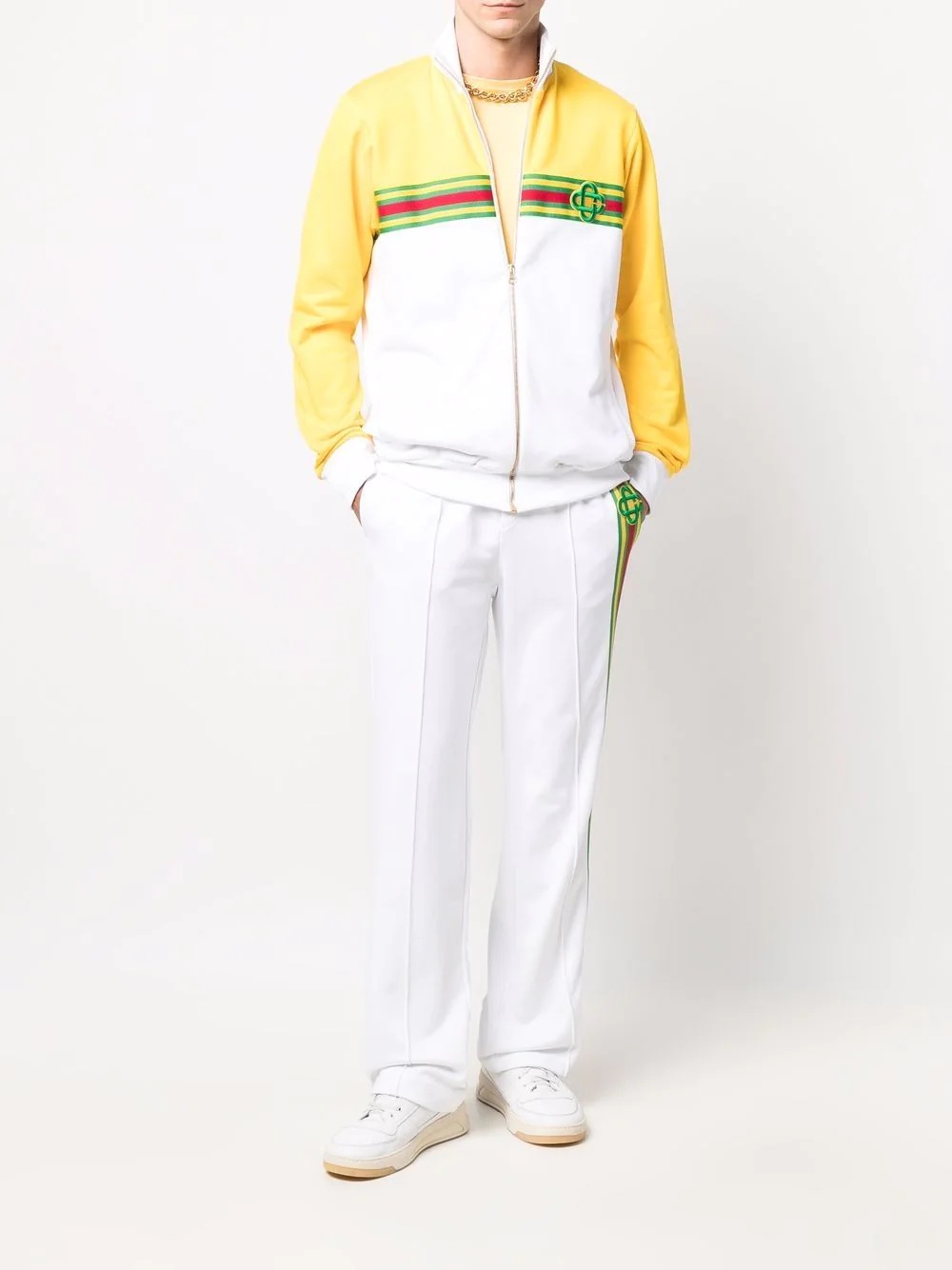 embroidered-logo striped joggers - 2