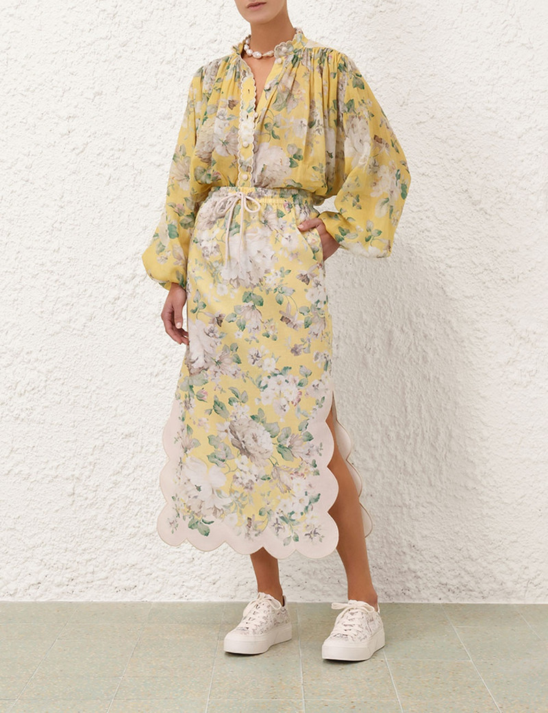 Zimmermann ACACIA SCALLOP MIDI SKIRT outlook