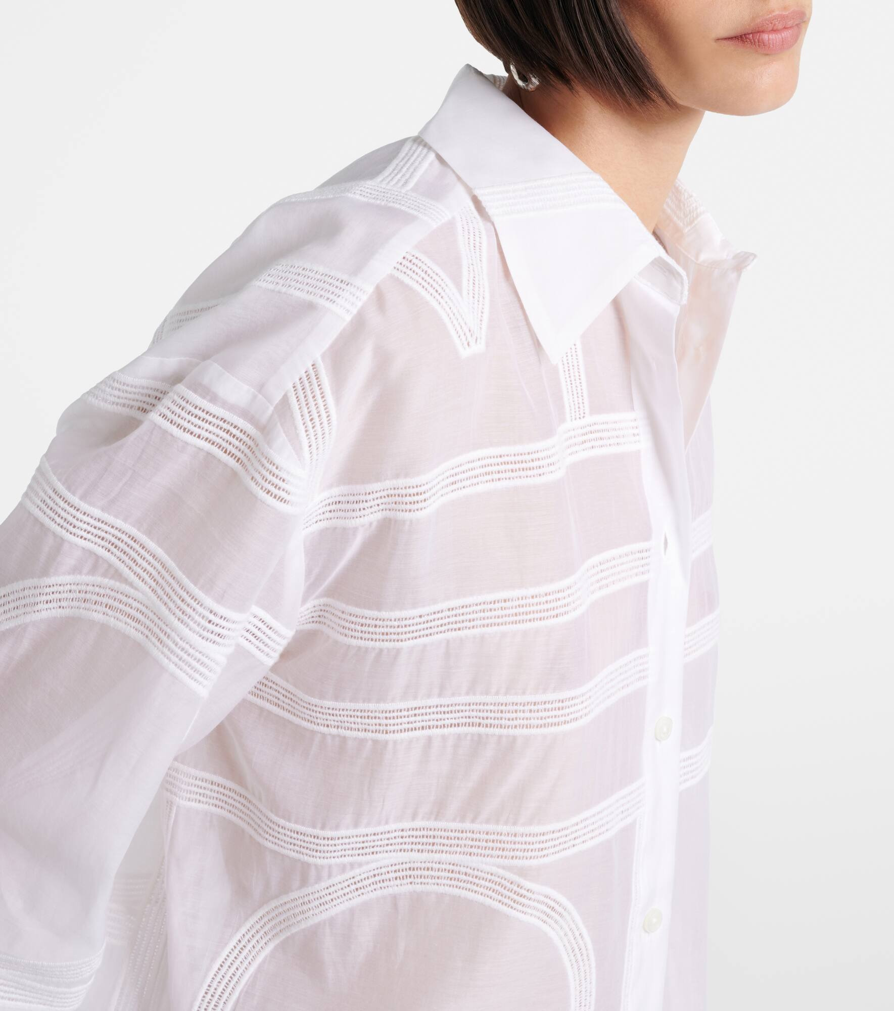 Embroidered cotton and silk voile shirt - 4
