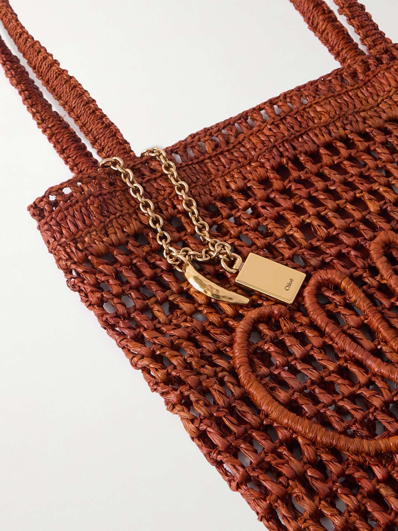 Summer Banana embellished embroidered raffia tote Tan - 4