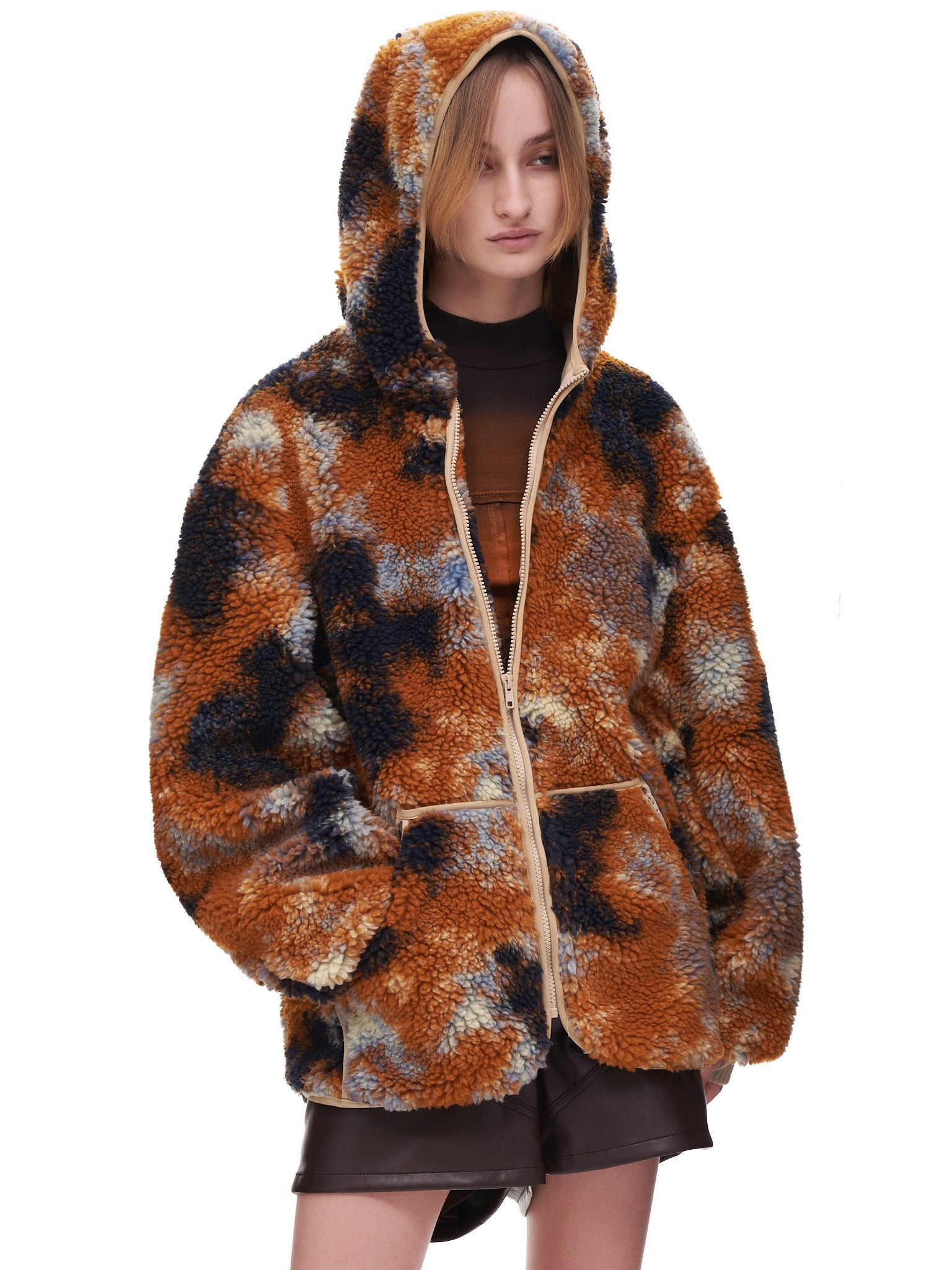 Oversized Zip up Fleece Hoodie - 4