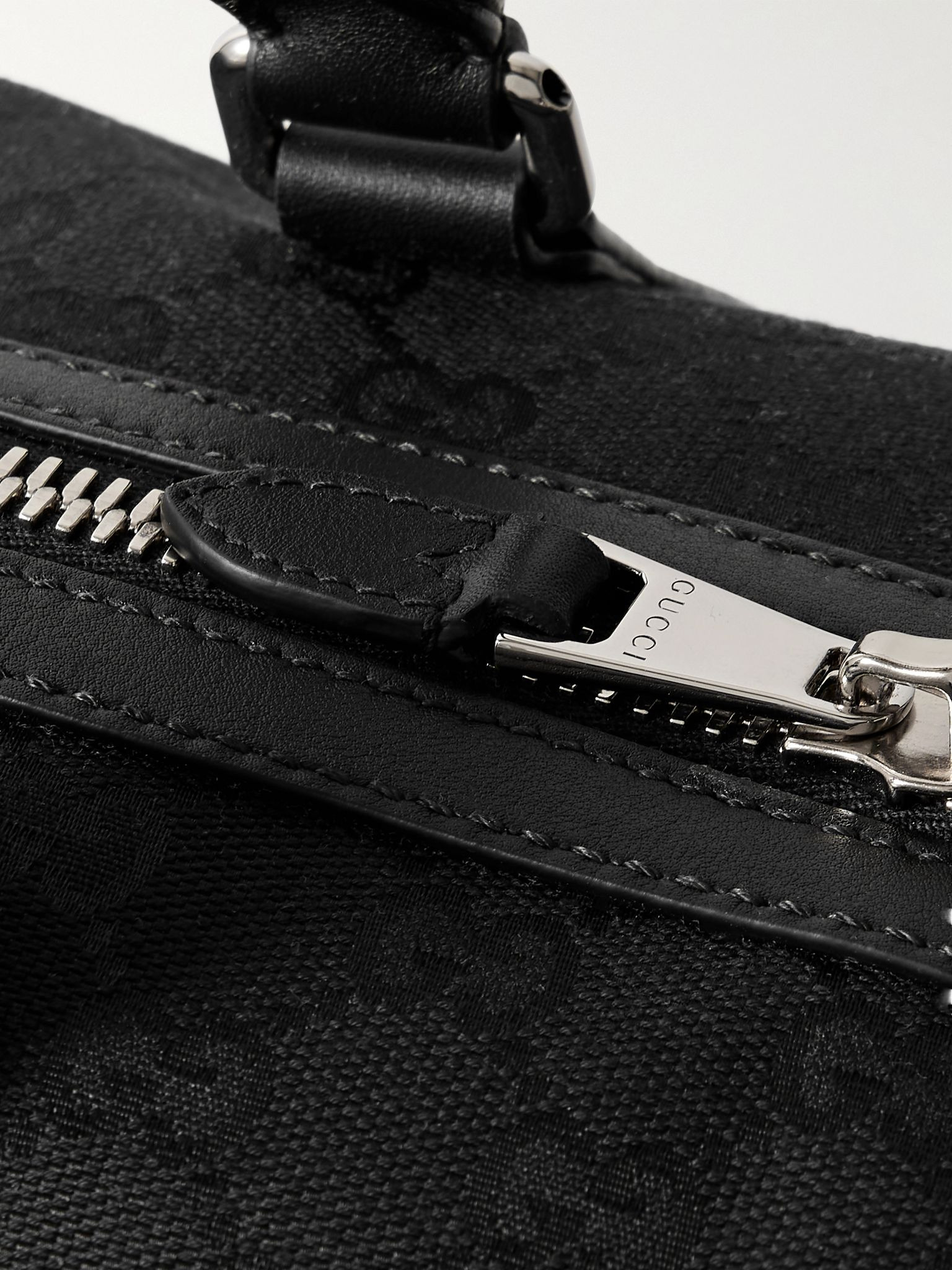 Neo Leather-Trimmed Monogrammed Canvas Duffle Bag Black - 4