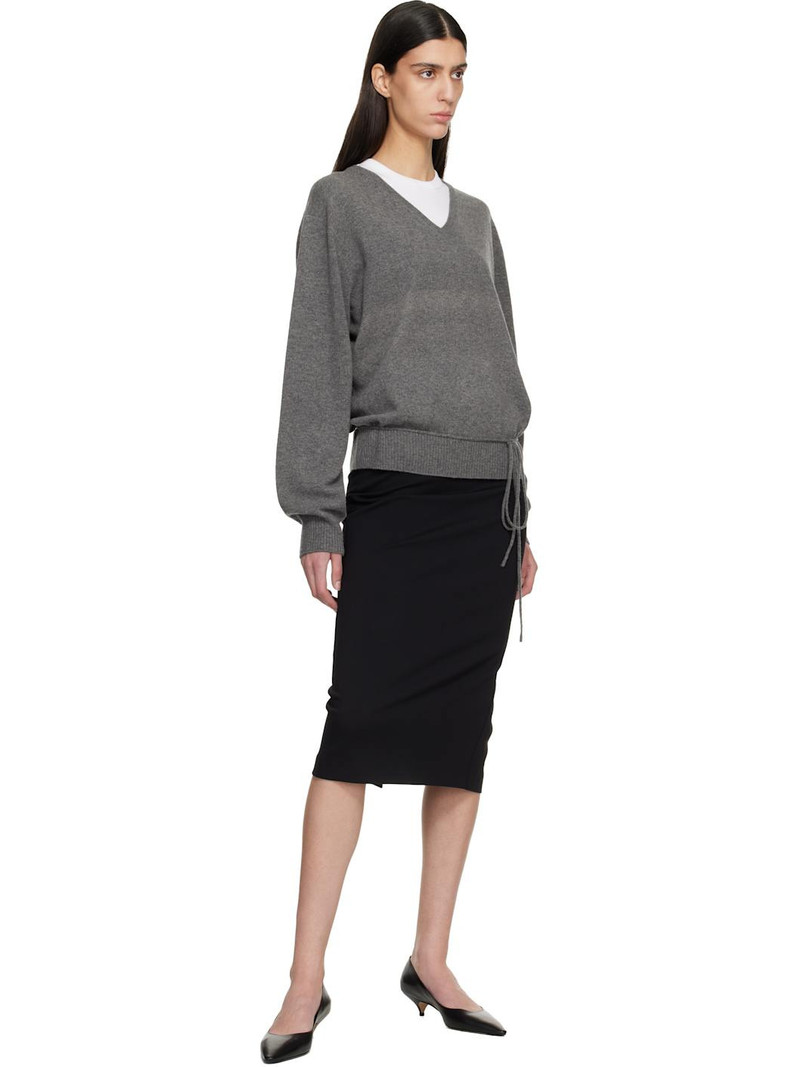 LE17SEPTEMBRE Gray Cashmere Blend Wholegarment V-Neck Sweater outlook