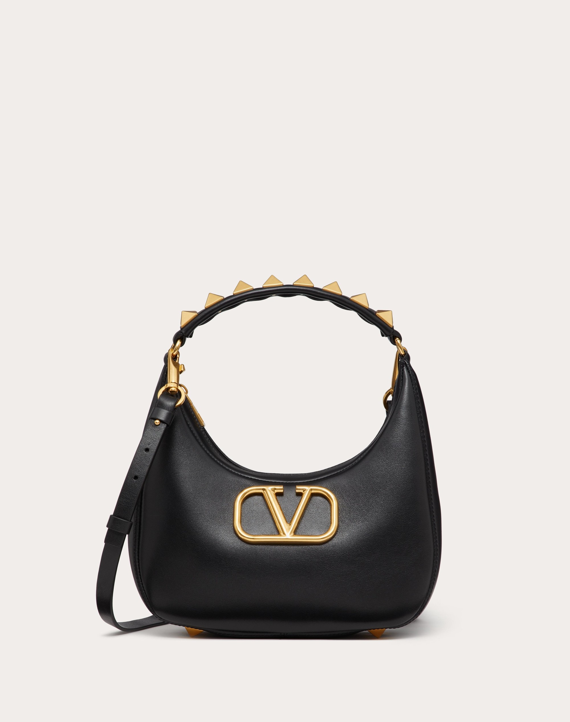 Valentino Garavani Mini Vlogo Signature Grainy Calfskin Hobo Bag Woman Black Onesize