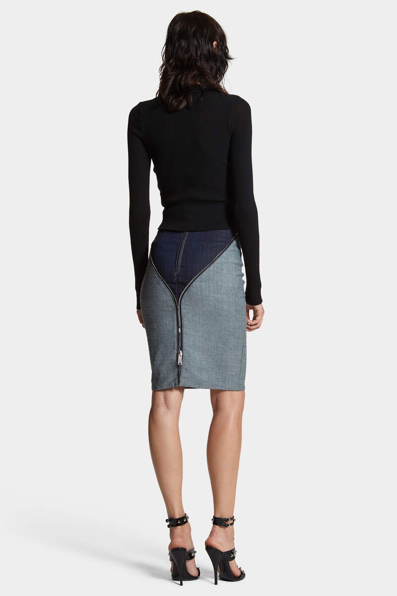 DARK URBAN WASH UPSIDE JEANS SKIRT - 4