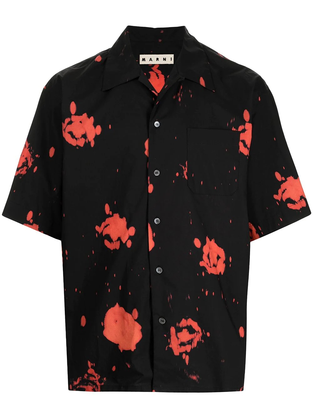 painterly-print cotton shirt - 1