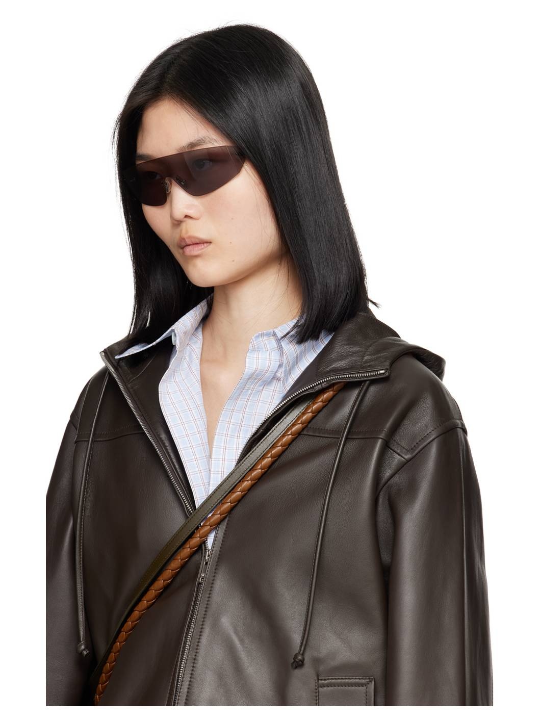 Black Futuristic Shield Sunglasses - 4