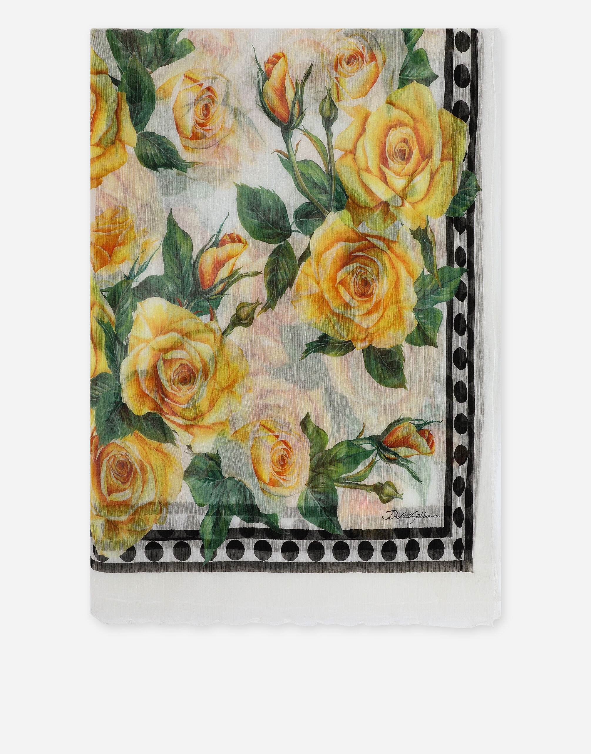Silk scarf with yellow rose print - 1