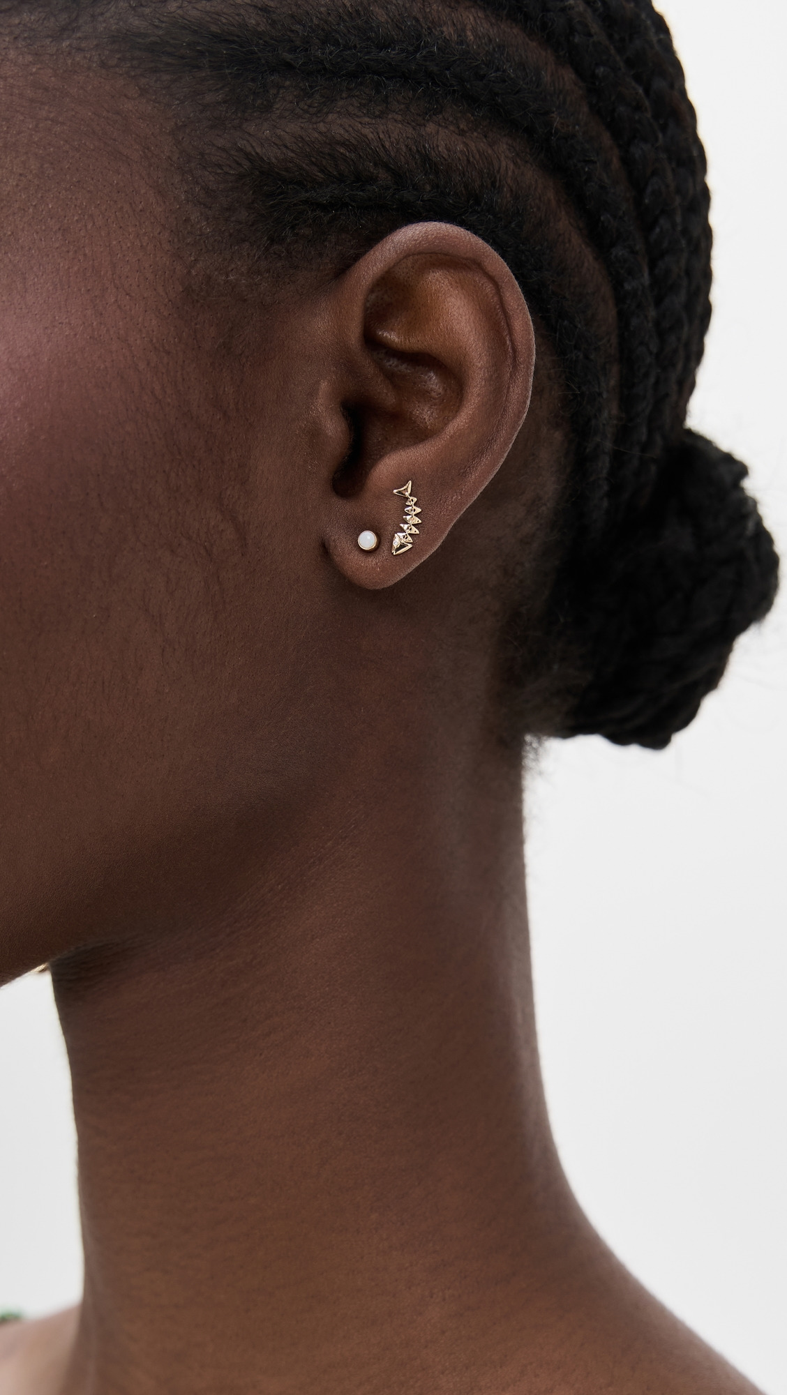 14k Fishbone Studs - 2