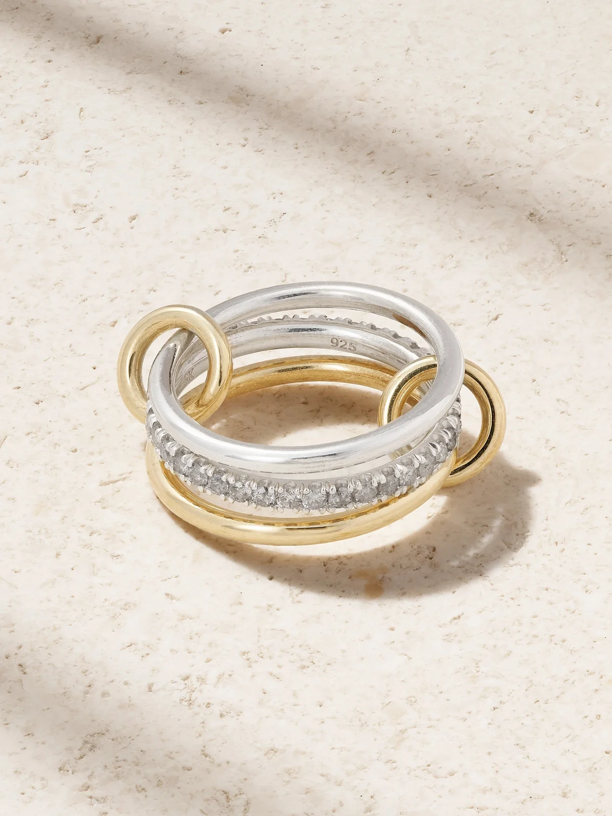 Tigris 18-karat Gold, Sterling Silver And Diamond Ring - 1