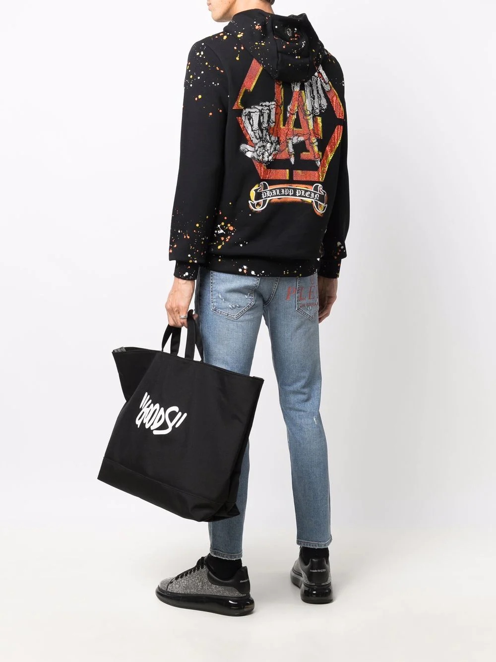 paint splatter-print pullover hoodie - 2