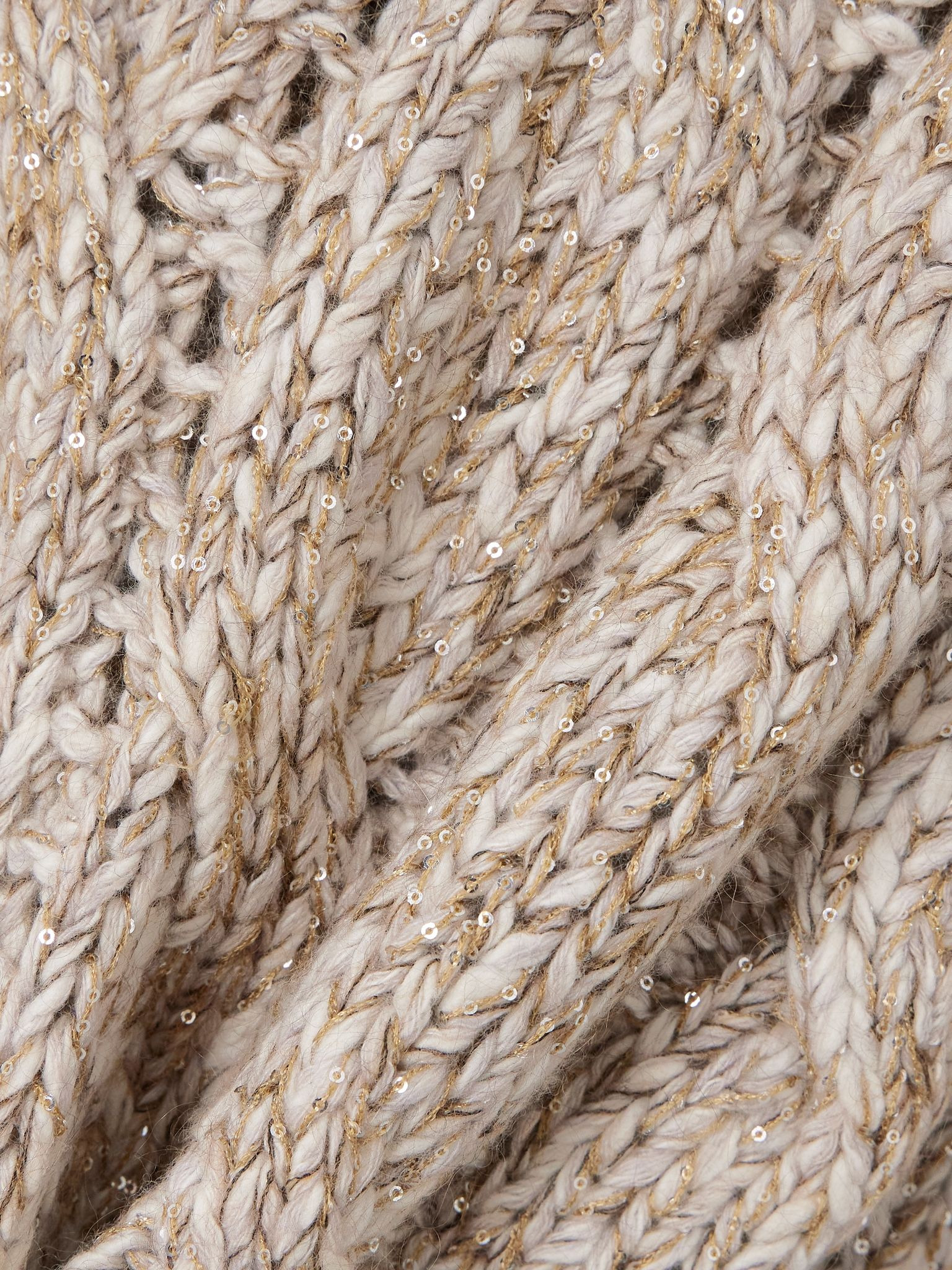 Sequin-embellished cable-knit wool cardigan Beige - 5