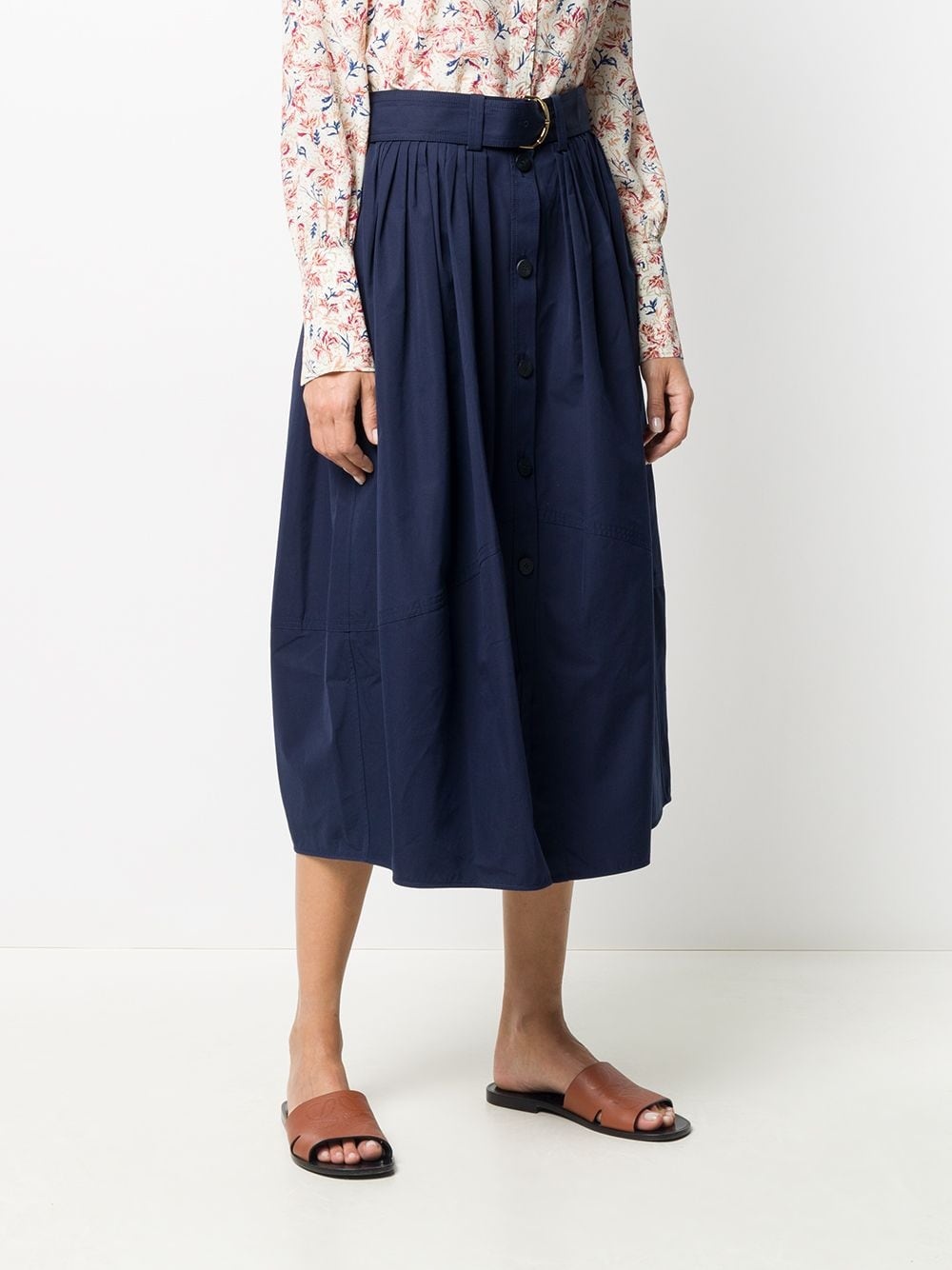 belted midi cotton skirt - 3