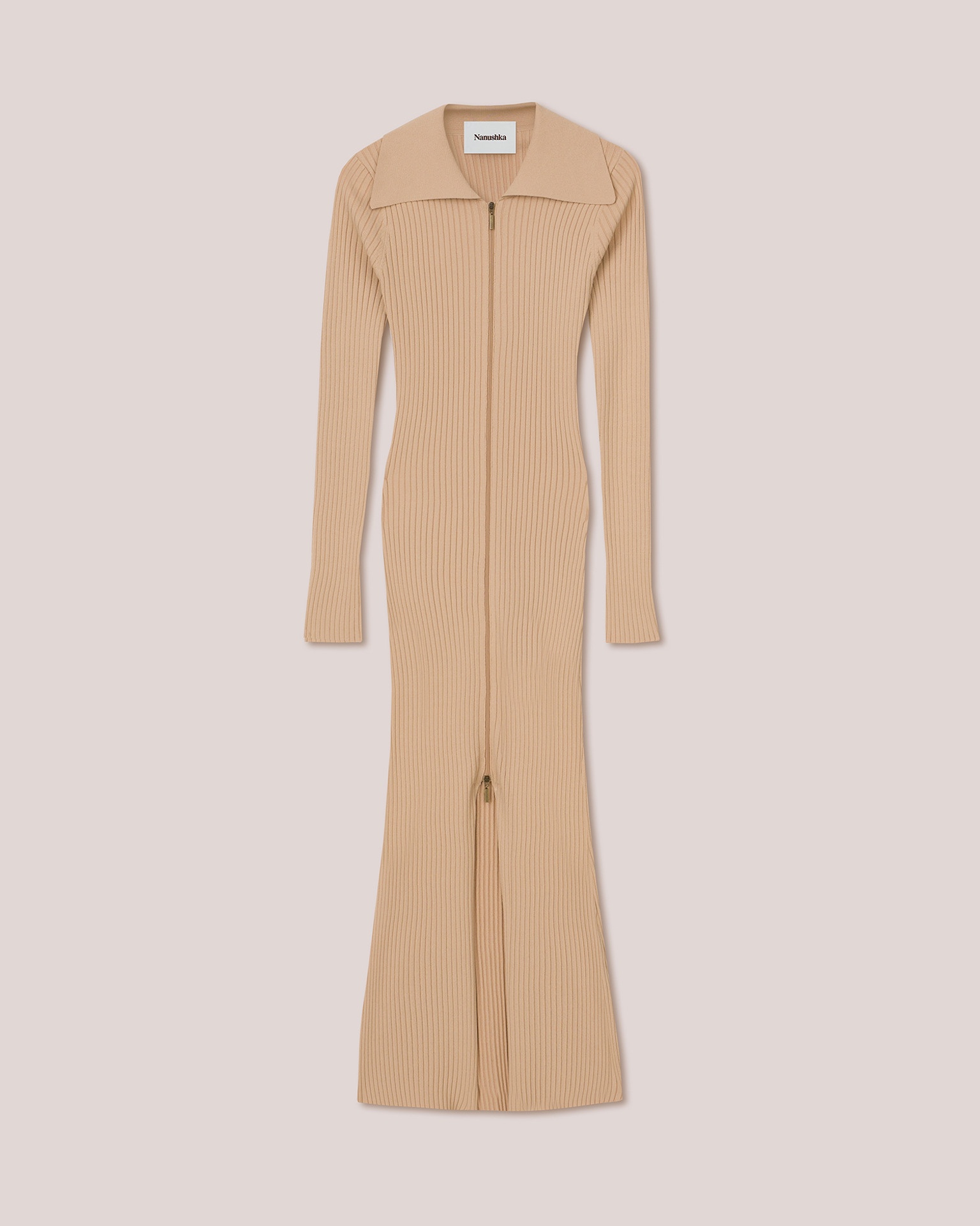 BENNIE - Fitted long sleeve midi dress - Desert Dust - 1
