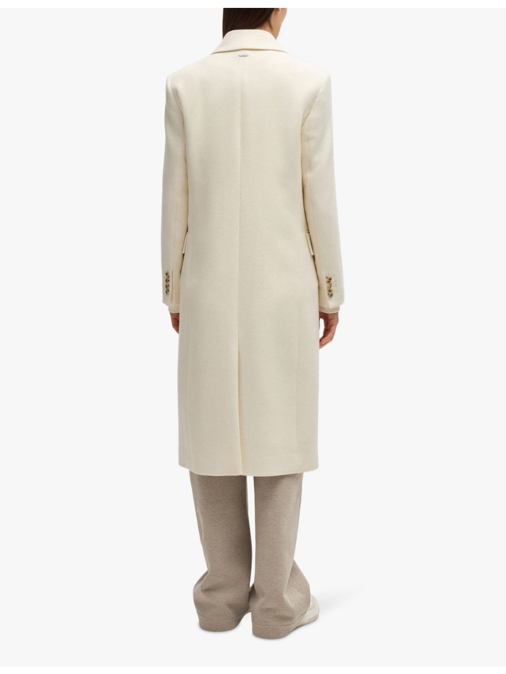 Peak-lapel double-breasted recycled wool-blend coat - 4