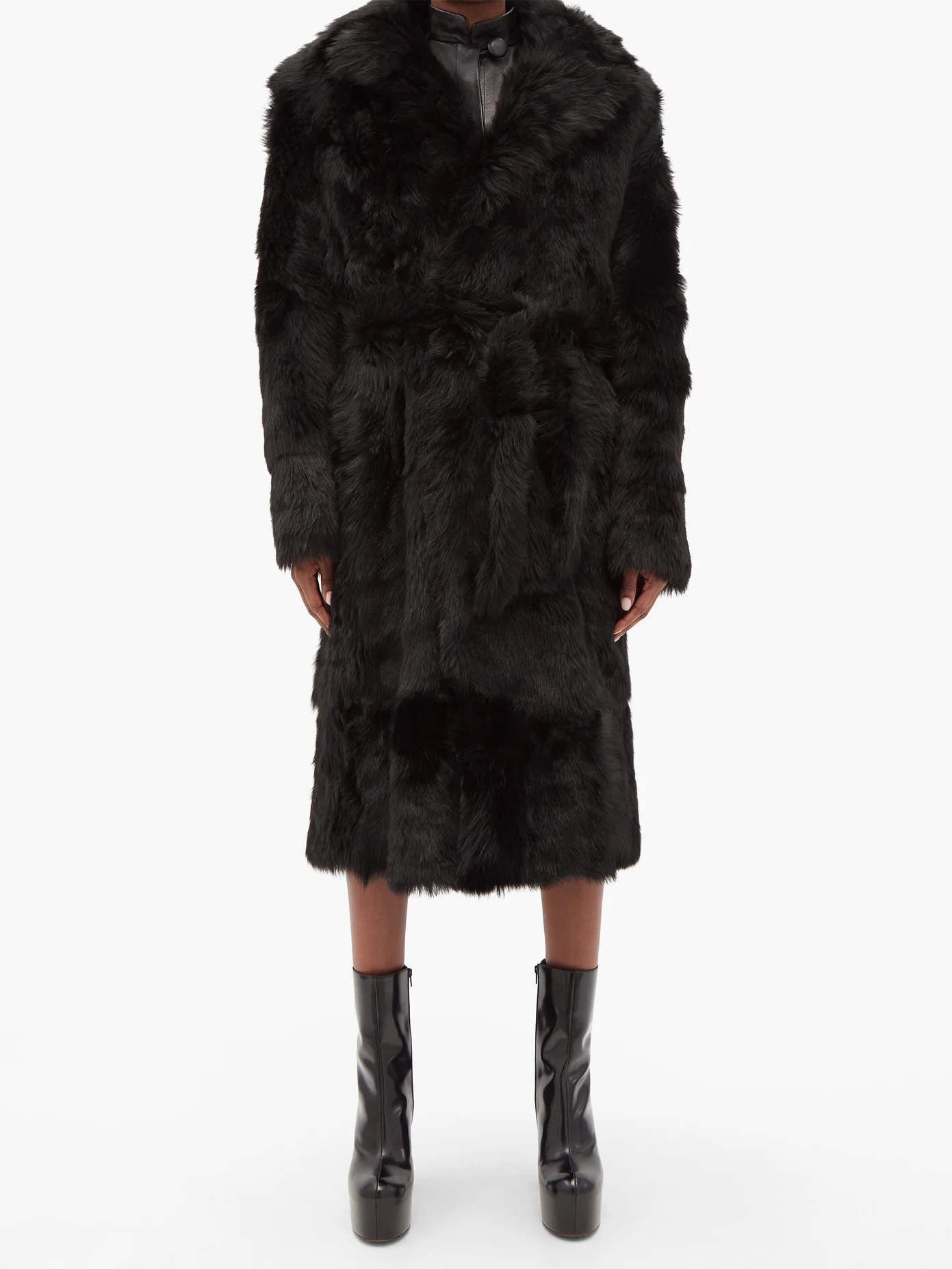 Belted shearling coat - 2