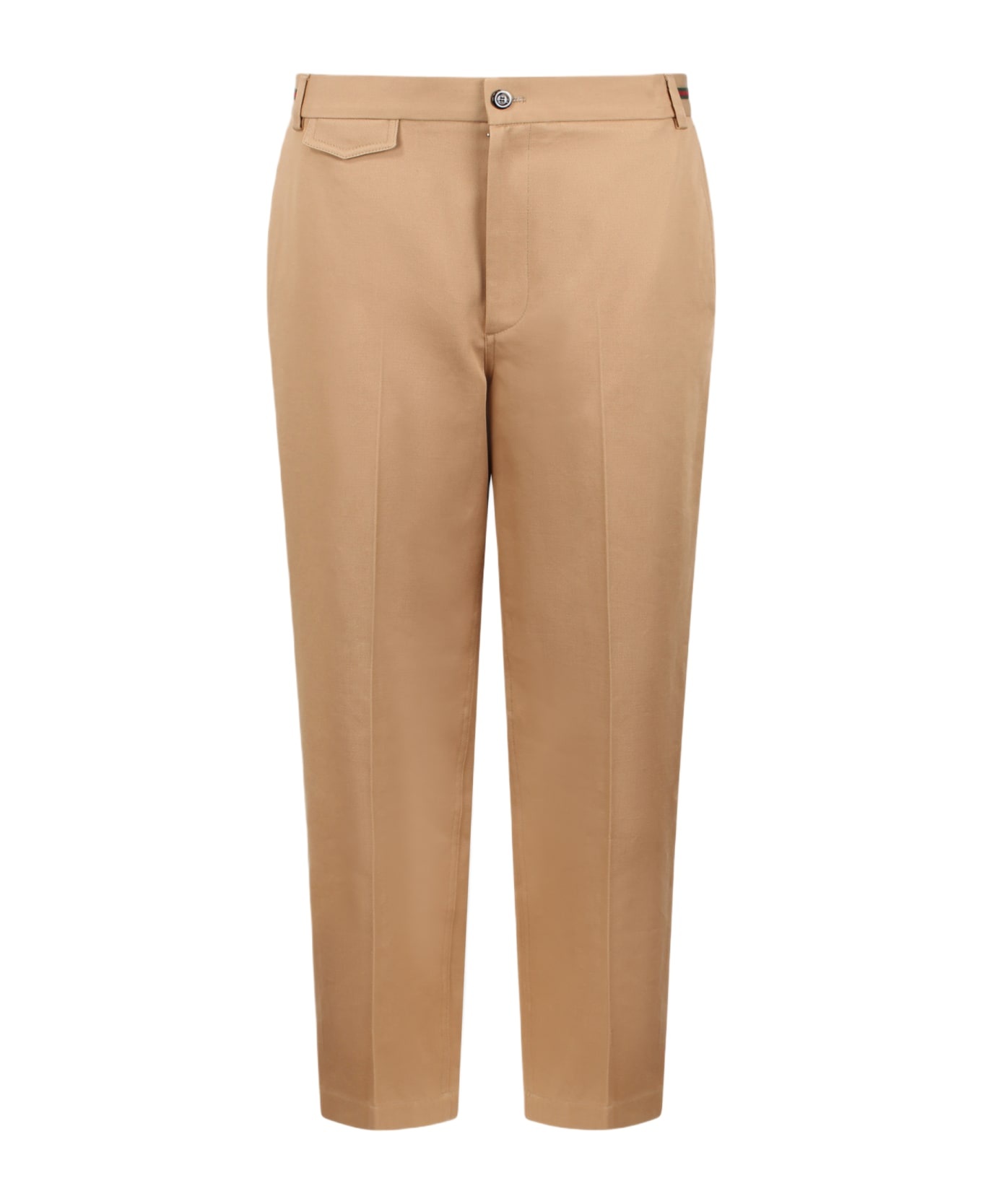 Web Detail Cotton Trousers - 1