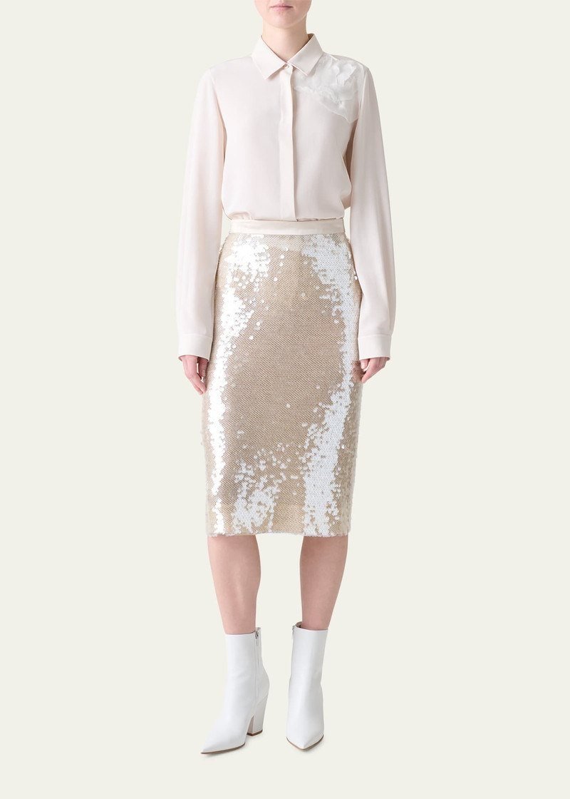AKRIS 3D Organza Anemone Swarovski Silk Crepe Blouse outlook