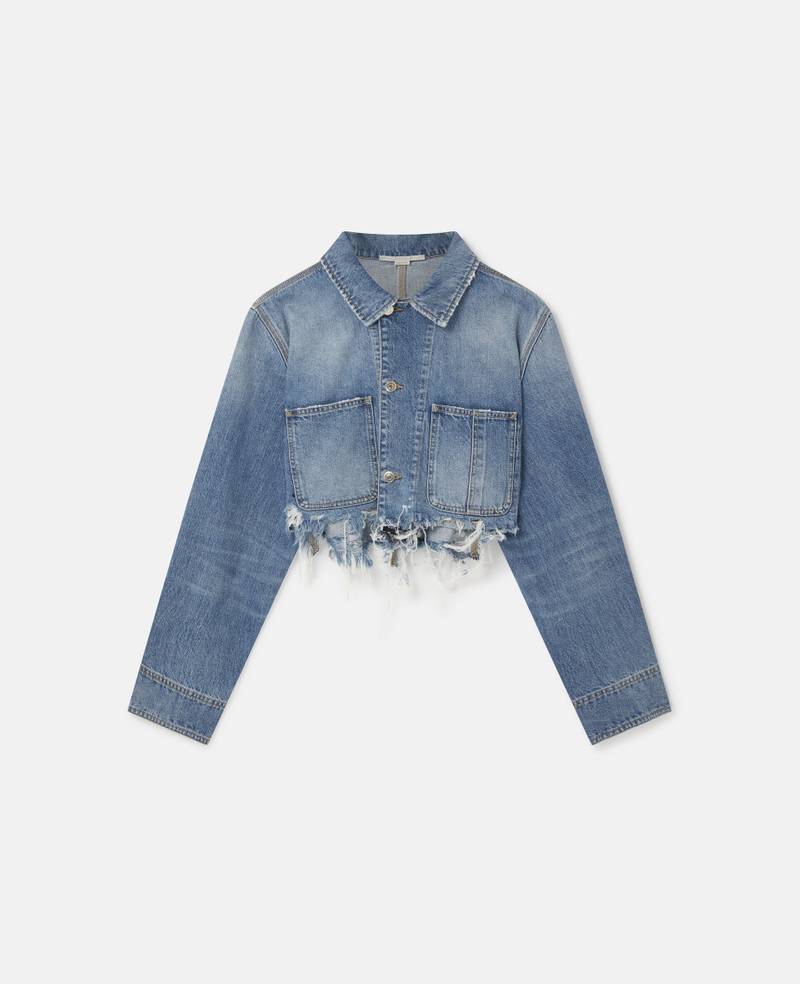 Vintage Wash Distressed Cropped Denim Jacket 1