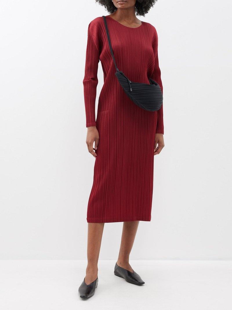 Pleated Midi Issey Miyake Red Dress PLEATS PLEASE ISSEY MIYAKE