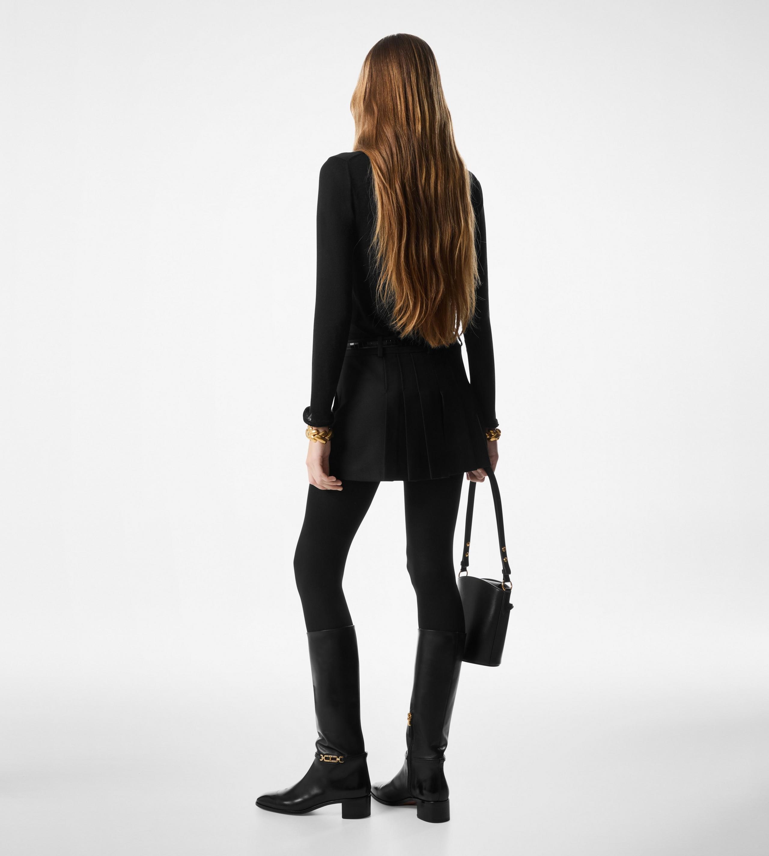 SILK BLEND TAILORED PLEATED SKORT - 3