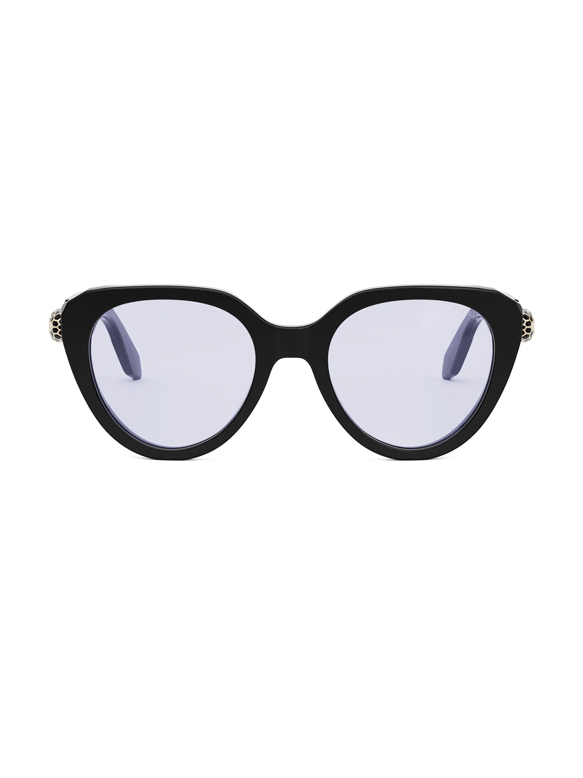 Women's Serpenti 51MM Cat-Eye Blue Block Glasses - Black Lavender - 1