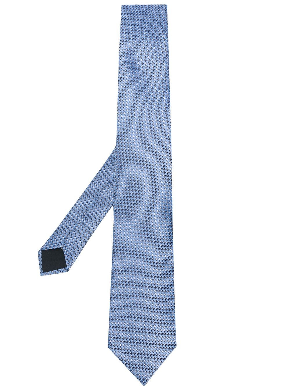 geometric silk tie - 1