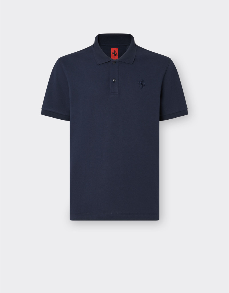 Organic cotton piqué polo shirt with Prancing Horse 1