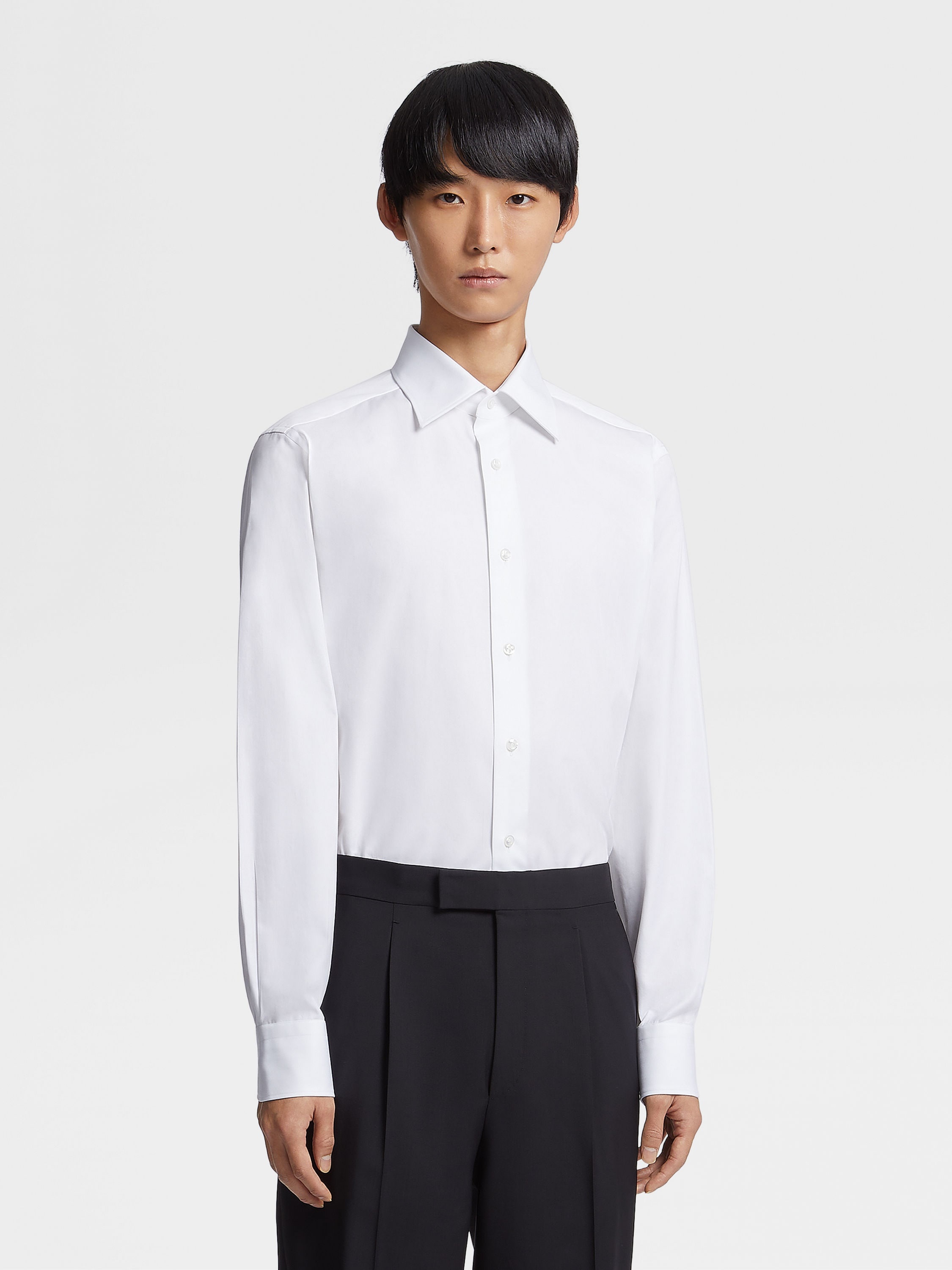 WHITE SEA ISLAND COTTON LONG-SLEEVE TAILORING SHIRT - 2