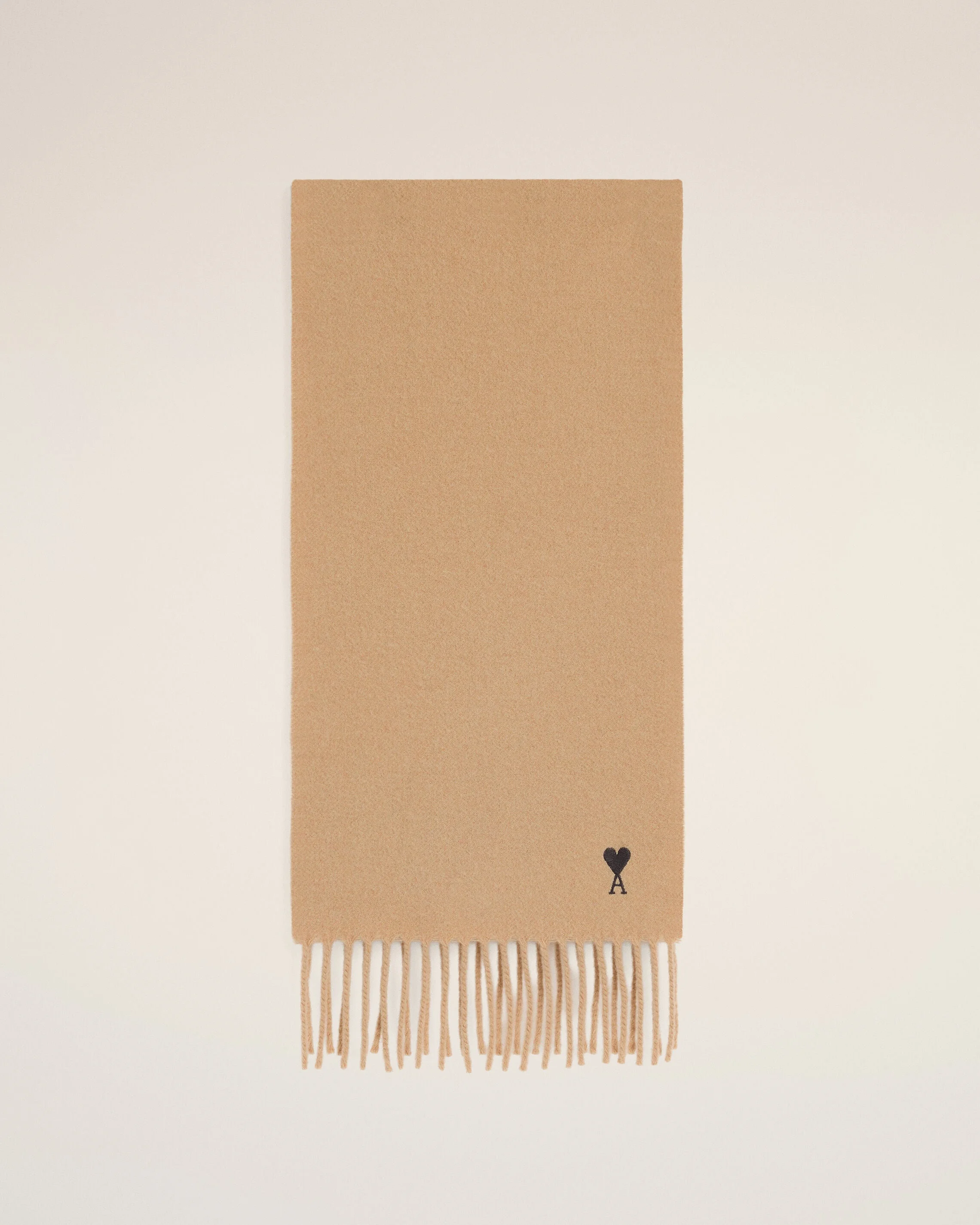 BEIGE WOOL SCARF WITH AMI DE COEUR - 1