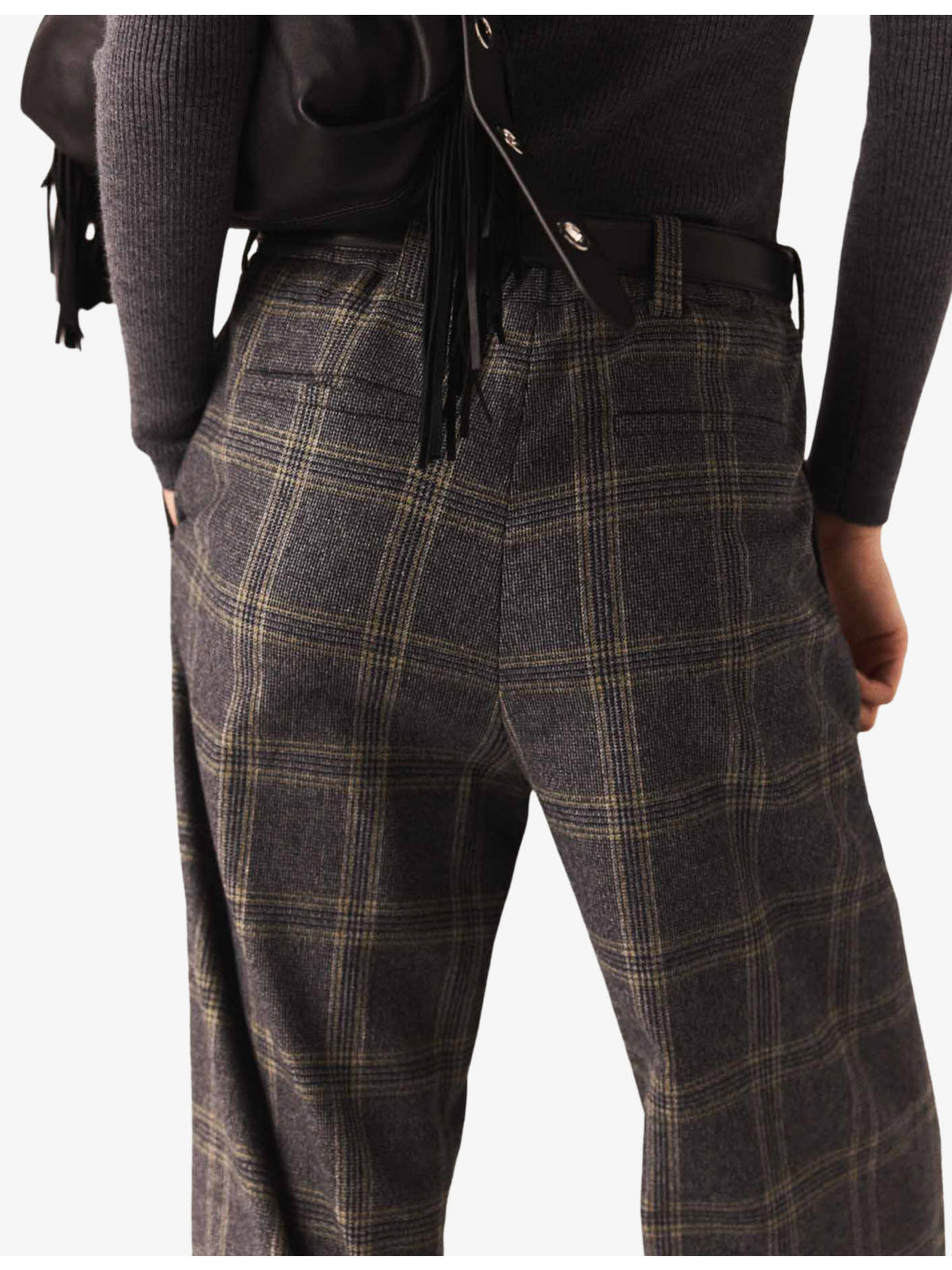 Checked Wide-Leg Stretch-Woven Trousers - 5