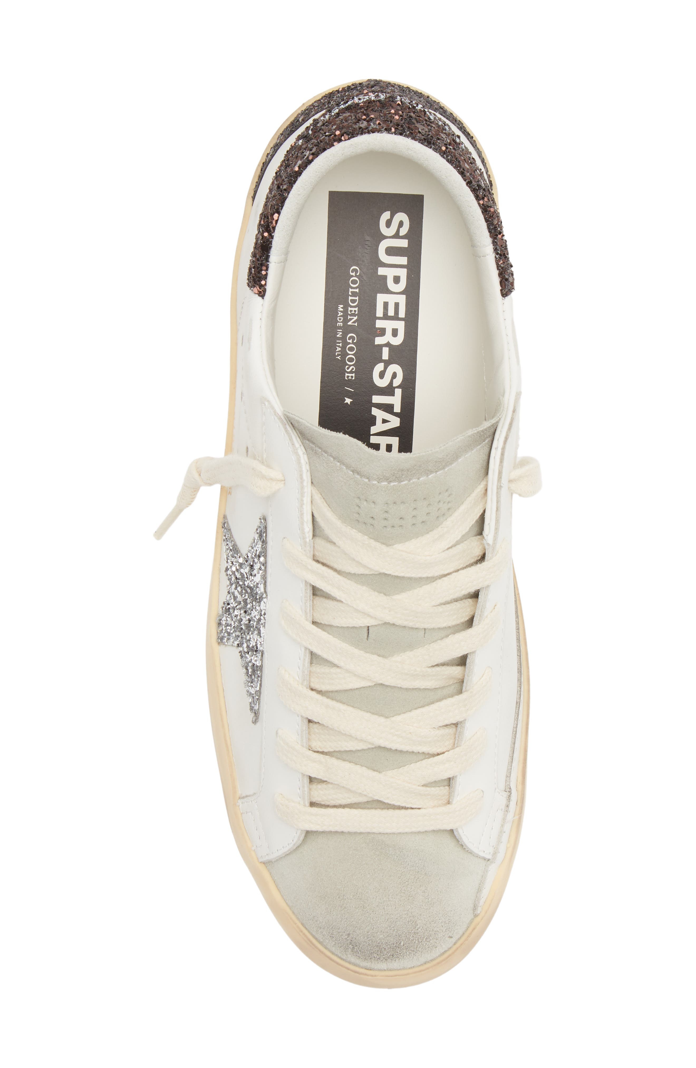 Golden Goose Super-Star Glitter Detail Low Top Sneaker in White/Ice/Silver/Brown at Nordstrom - 5