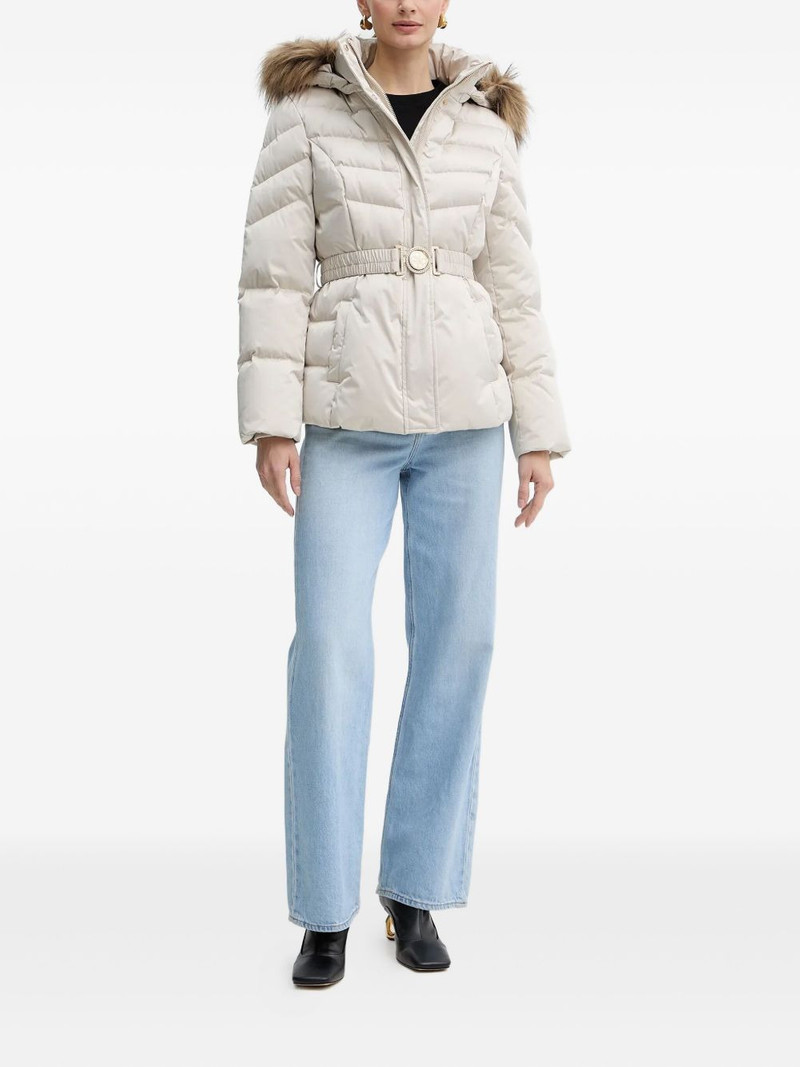 GUESS USA fur-trim belted jacket outlook