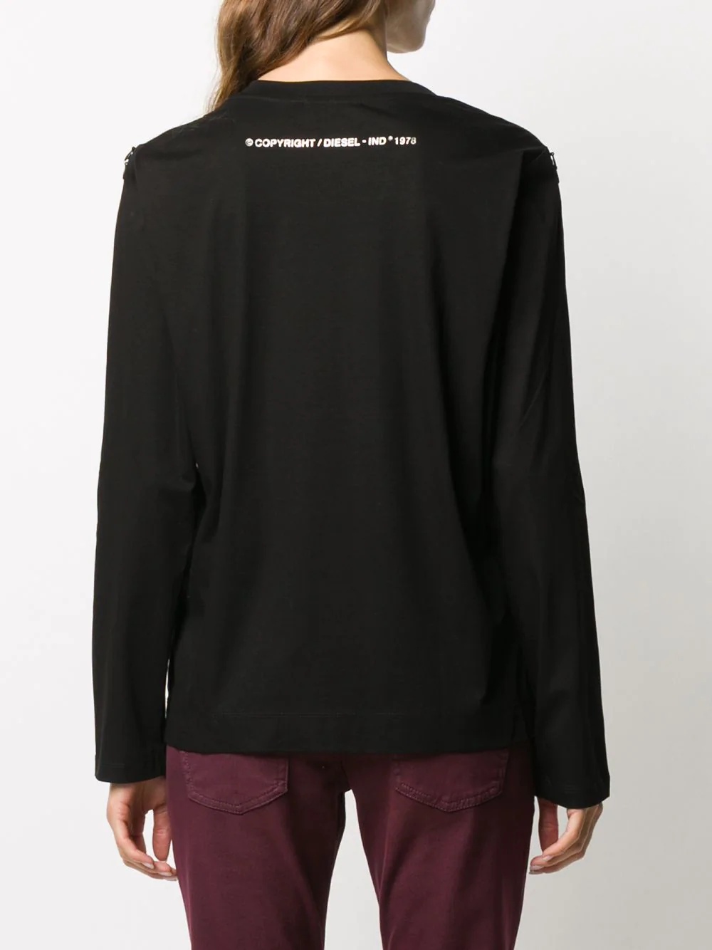 slogan print long-sleeve top - 4