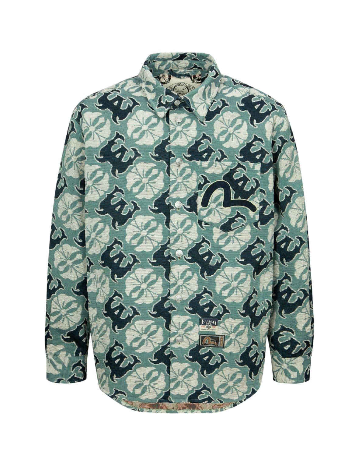 ALLOVER KAMON AND LOGO JACQUARD REGULAR FIT TAPESTRY JACKET - 13