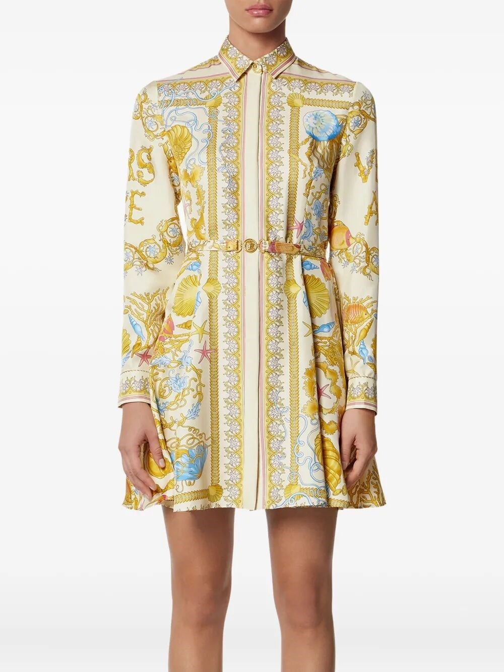 Dress `Underwater Barocco Foulard` On Silk Twill - 5