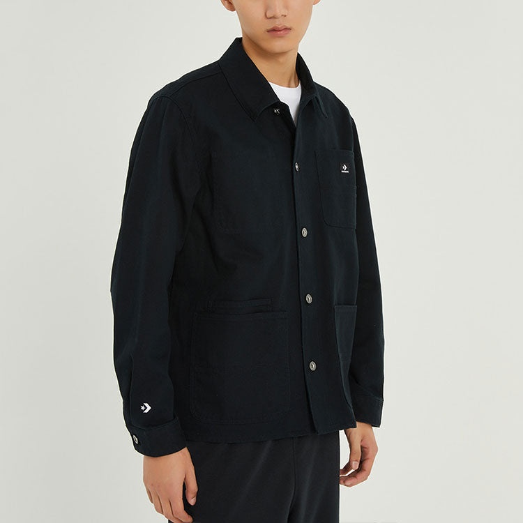 Men's Converse SS22 Cargo Casual Long Sleeves Autumn Black Shirt 10024172-A02 - 4