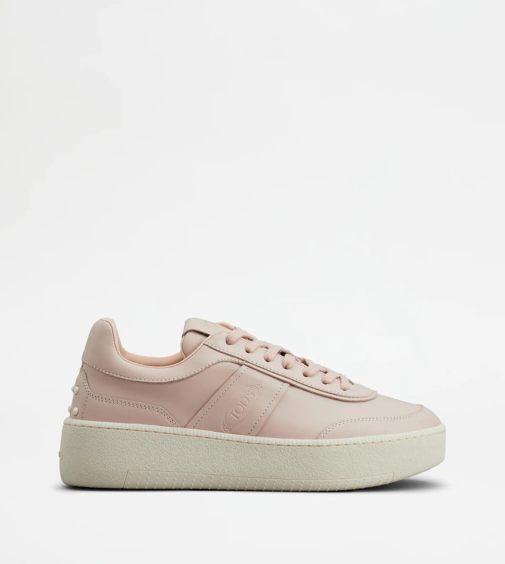 PLATFORM SNEAKERS IN LEATHER - PINK - 1