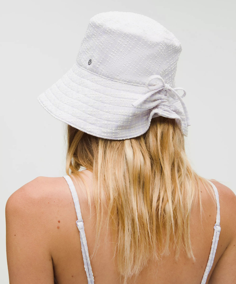 Women's Seersucker Check Wide-Brim Hat 3