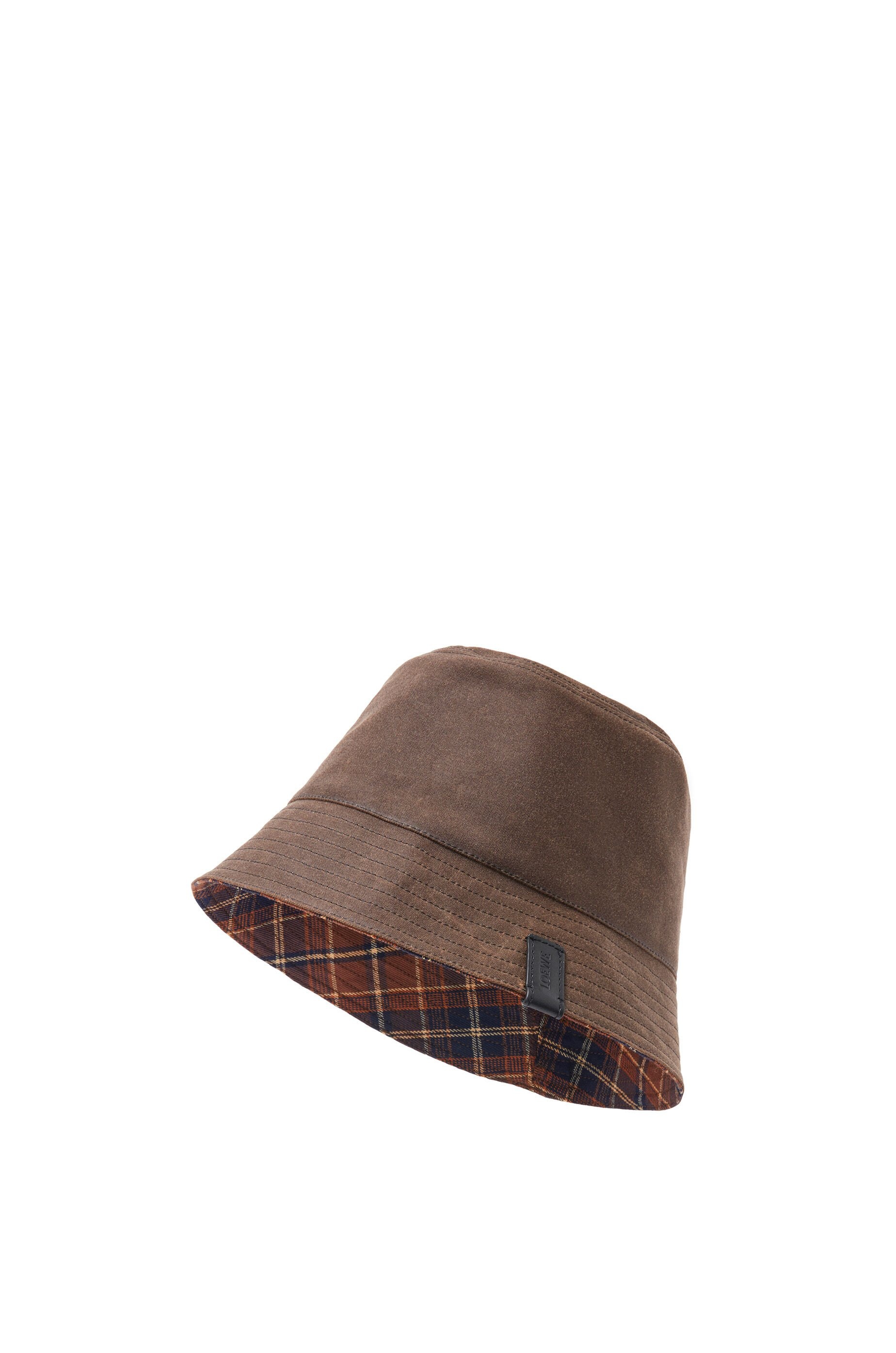 Reversible bucket hat in waxed canvas and tartan - 3