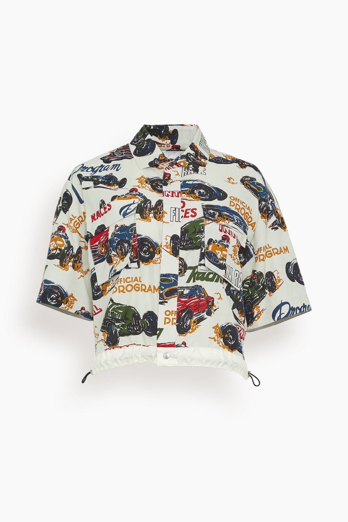 sacai Car Race / Tropical Print Shirt in Ivory | REVERSIBLE