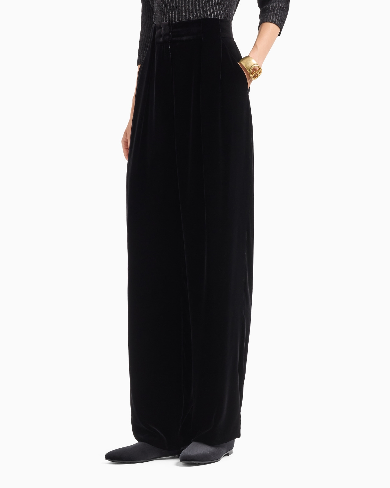 Double-darted velvet trousers - 4